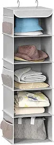 Simple Houseware 5 Shelf Hanging Closet Organizer, Gray