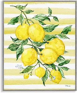 Juicy Lemon Vine Striped Kitchen, 11 x 14 Inch Framed Gicle Print