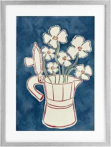 Moka Pot Floral Botanical, 14 x 20 Inch Framed Print Under Glass