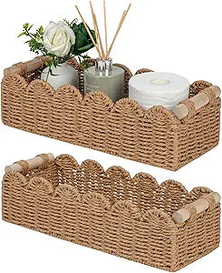 CubesLand Bathroom Basket Organizer, Toilet Tank Paper Storage Baskets 2PK