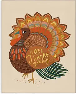 Stupell Industries Festive Orange Wild Turkey, 16 x 20 Inch Canvas Wall Art
