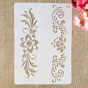 TIAMECH A4 Reusable Floral Lines Stencil for Painting