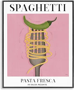 Vintage Spaghetti Fork Kitchen Print, 11 x 14 Inch Framed Gicle Print