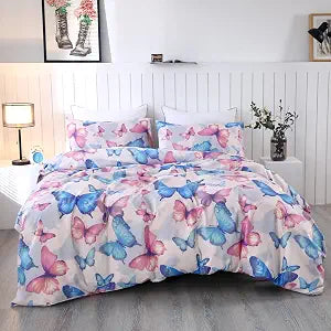 SDIII Colorful Butterfly Duvet Cover Twin with 2 Pillowcases, Not Including Comforter Inside, Soft Microfiber Butterfly Bedding for Girls Kids Teens