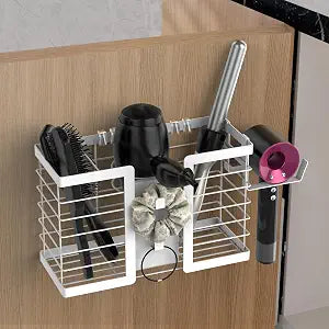 FUNKYLEE 3-in-1 Universal Hair Tool Organizer Wall Mount, White
