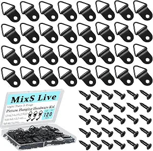120 Pack Small Triangle Ring Steel Picture Hangers with Screws for Artwork, Photos, Clocks | Rust-Proof & Heavy Duty Wall Hooks | Easy Install for Frames, Paintings, Home Decor