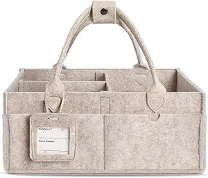 Diaper Caddy Organizer - Large Baby Caddy Organizer with Handle (Oatmeal)