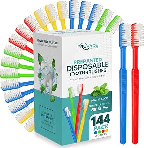 144 Pack Disposable Toothbrushes with Toothpaste - Prepasted Mint