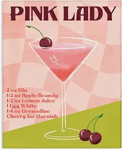 Retro Pink Lady Recipe Kitchen, 16 x 20 Inch Canvas Wall Art