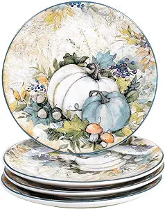 Certified International Harvest Gatherings 9" Salad/Dessert Plates, Multicolor, Medium, Set of 4