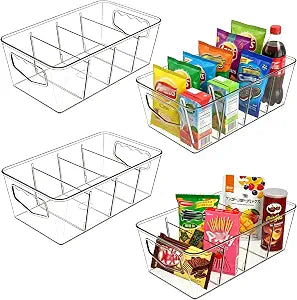 SPACELEAD 4 Pack Clear Drawer Organizers with Dividers, Plastic Bins