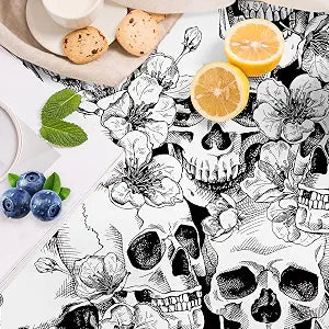 HAOKHOME Cupboard Liner Self Adhesive Floral Skull Halloween Contact Paper