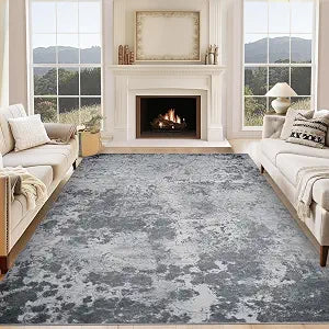 GarveeHome 5x7 Washable Area Rug Soft Neutral Modern Abstract Area Rug Non-Slip Non-Shedding Faux Wool Stain Resistant Floor Carpets for Bedroom Living Room Dining Room Kids Room Office Home Grey