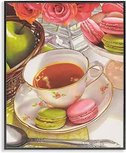 Tea with Macarons Kitchen Still Life, 16 x 20 Inch Framed Gicle Print
