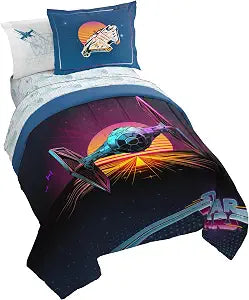 Jay Franco Star Wars Twin Comforter Set 5 Piece Soft Bedding for Boys, Blue