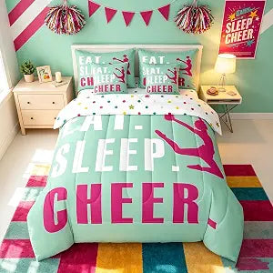 Feelyou Cheer Comforter Set Twin Size 7 Piece for Kids Teens