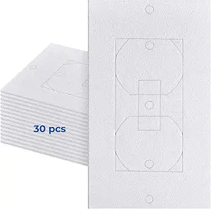 Wall Insulation Outlet Insulators Draft Sealers, 30 Pack Electrical Outlet Insulation Pads, EVA Foam Gasket for Wall, Light, Switch Socket Cover Compatible with Duplex Toggle Rocker (30Pack White)