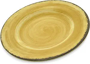 Carlisle FoodService Products Mingle Resuable Plastic Plate Dinner Plate with Pottery Style for Home and Restaurant, Melamine, 9 Inches, Amber