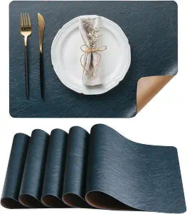 DOLOPL Placemats Set of 6, Reversible Dual-Color Faux Leather Place Mats