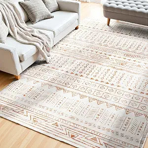VEVOR 5 x 7 ft Area Rug for Living Room, Large Washable Rug Non-Slip and Tear-Resistant Soft Carpet Pet Friendly Modern Area Rugs Indoor Mat for Bedroom Dining Room Office Entryway Beige