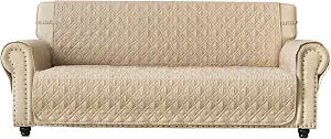 Ameritex Couch Sofa Slipcover 100% Waterproof Nonslip Quilted Furniture Protector for Dogs, Children, Pets, Machine Washable (Beige, 68")