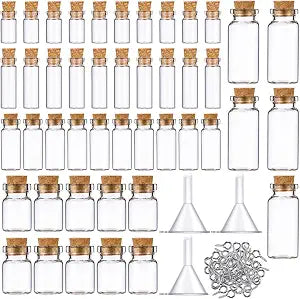 Sherli 45 Pcs Mini Glass Jars Small Bottles with Cork Stoppers
