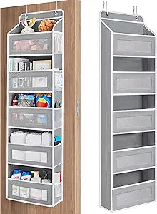 JARLINK Over the Door Organizer for Bedroom, Pantry, Bathroom, 5 Shelf Grey