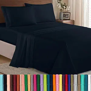 Elegant Comfort Luxury Soft 1500 Thread Count Egyptian 4-Piece Premium Hotel Quality Wrinkle Resistant Coziest Bedding Set, All Around Elastic Fitted Sheet, Deep Pocket up to 16inch, King, Black
