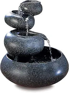 Zingz & Thingz Zen Collection Resin Tabletop LED Water Fountain, Four-Tier, 9.5x9.5x10