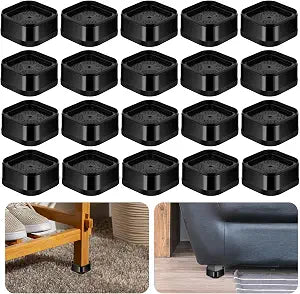 20 Pack Adjustable Stackable Furniture Risers, 1.38 Inch Heavy Duty Square Lifts Bed Raising Blocks for Mattress Bed Desk Table Leg Couch Sofa Chair Frame Dorm, Black