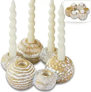Kate Aspen 2-in-1 Gold Candle Holder Centerpiece for 6 Candles Tealight & Taper Candle Holder, Gold Table Decor for Dining Room, Coffee Table, Boho, Rustic or Modern Home Decor