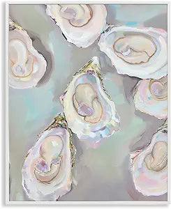 Pastel Oysters Nautical Still Life, 11 x 14 Inch Framed Gicle Print
