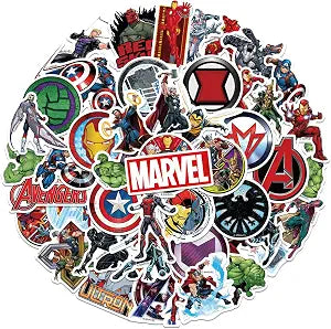 50pcs The Avengers Stickers for Teen Water Bottle, Cool Superhero Waterproof Vinyl Decal for Adult Kids Phone Computer Notebook Laptop Travel Case Guitar Skateboard Scrapbook