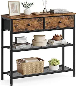 SONGMICS Console Table with 2 Fabric Drawers, Narrow Entryway Furniture