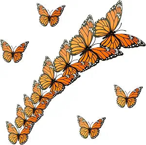 Monarch Butterfly Decorations, 3D Halloween Butterfly Wall Decor, 12Pcs Orange Fake Butterflies, Artificial Butterflies Crafts for The Dead Day, Bedroom, Home, Wedding, Party, Halloween Decor