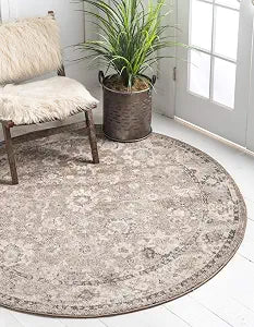 Unique Loom Penrose Collection Area Rug - Krystle (3' 3" Round, Beige Brown/ Gray)