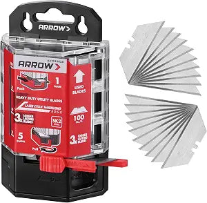 ARROW 100-Pack Utility Knife Blades, SK2 Steel Replacement Blades