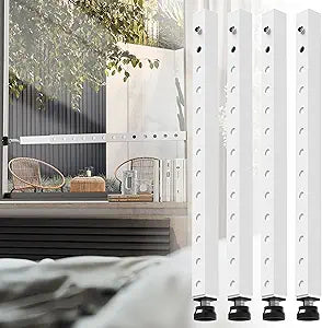 WooFog Window Security Bars Adjustable, Window Bars Security Inside Vertical, Heavy Window Ac Lock Bar with Rubber Feet for Up and Down Windows, 17-32 inch Double Hung Window Stopper -4 PCS Patented