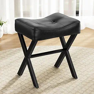 Memobarco 18-Inch Leather Vanity Stool Chair, Black
