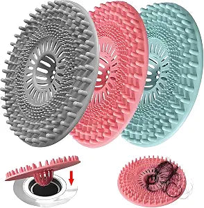 Silicone Hair Catcher for Shower Drain & Bathtub 3 Pack (Grey/Blue/Pink)