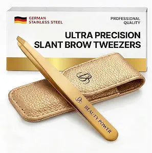 Beauty Power Professional Ultra-Precision Slanted Tweezers, Gold