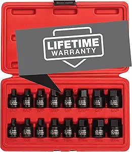 Sunex 3646, 3/8 Inch Drive Low Profile Impact Hex Driver Set, 16-Piece, SAE/Metric, 1/4 Inch - 3/4 Inch, 6mm - 19mm, Cr-Mo Steel, Dual Size Markings, Heavy Duty Storage Case, Meets ANSI Standards