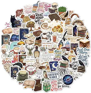100Pcs Bookish Stickers Pack Book Sticker for Kindle(Vintage)