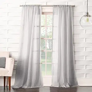 No. 918 16872 Tayla Crushed Texture Semi-Sheer Rod Pocket Curtain Panel, 50" x 63", Gray