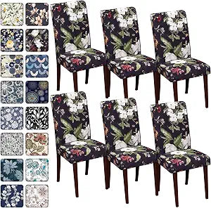 Chair Covers Dining Room Set of 6,Printed Patterned Stretch Non Slip
