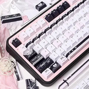 Cute Black and Pink PBT Keycap Set for Mechanical Keyboard
