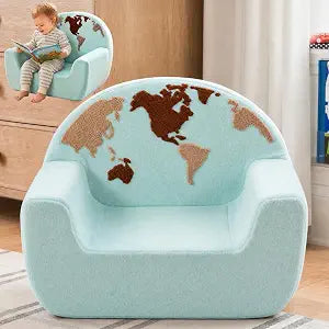 little dove Kids Chair Comfy, Snuggly-Soft Toddler Armchair, Cuddly Kids Foam Chair for Boys and Girls, Portable Toddlers Reading Chairs, Toddler Chairs Comfy, Colorful US Map Design, Blue