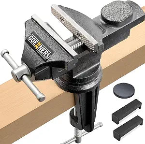 Table Vise or Bench Vise 3.2 Inch, 360 Swivel Clamp-On Vise Portable Home Vice with Large Anvil for Woodworking, Cutting Conduit, Drilling, Metalworking
