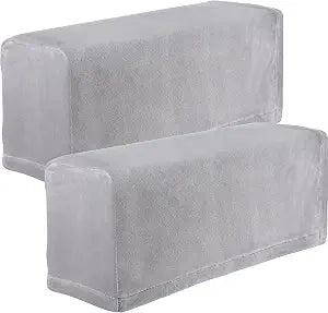 Garneck 2Pcs Stretch Fabric Armrest Covers Anti-Slip Spandex Recliner Armchair Couch Armrest Protector Furniture Protector Armchair Slipcovers Grey