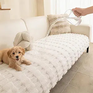 MYSKY HOME 100% Waterproof Couch Cover for Dogs, Plush Pet Couch Covers for Sofa Washable, Couch Covers for 2 Cushion Sofa Pet Friendly, Non-Slip Durable Sofa Cover Slipcover Protector, Cream, 35"x63"